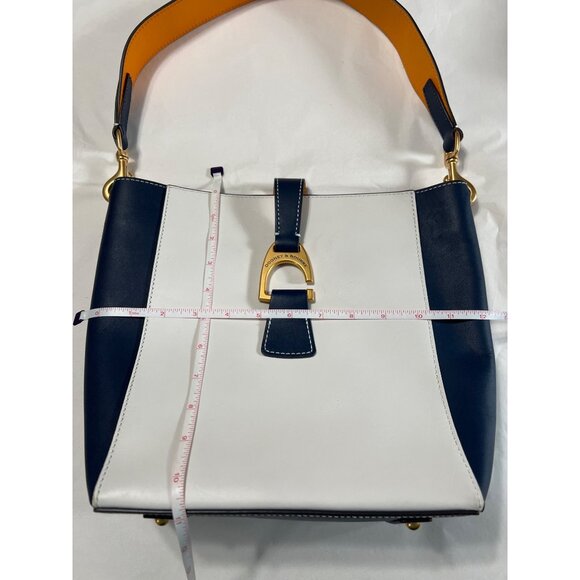 Dooney & Bourke Blue & White Leather Bucket Shoulder Bag - Picture 9 of 13